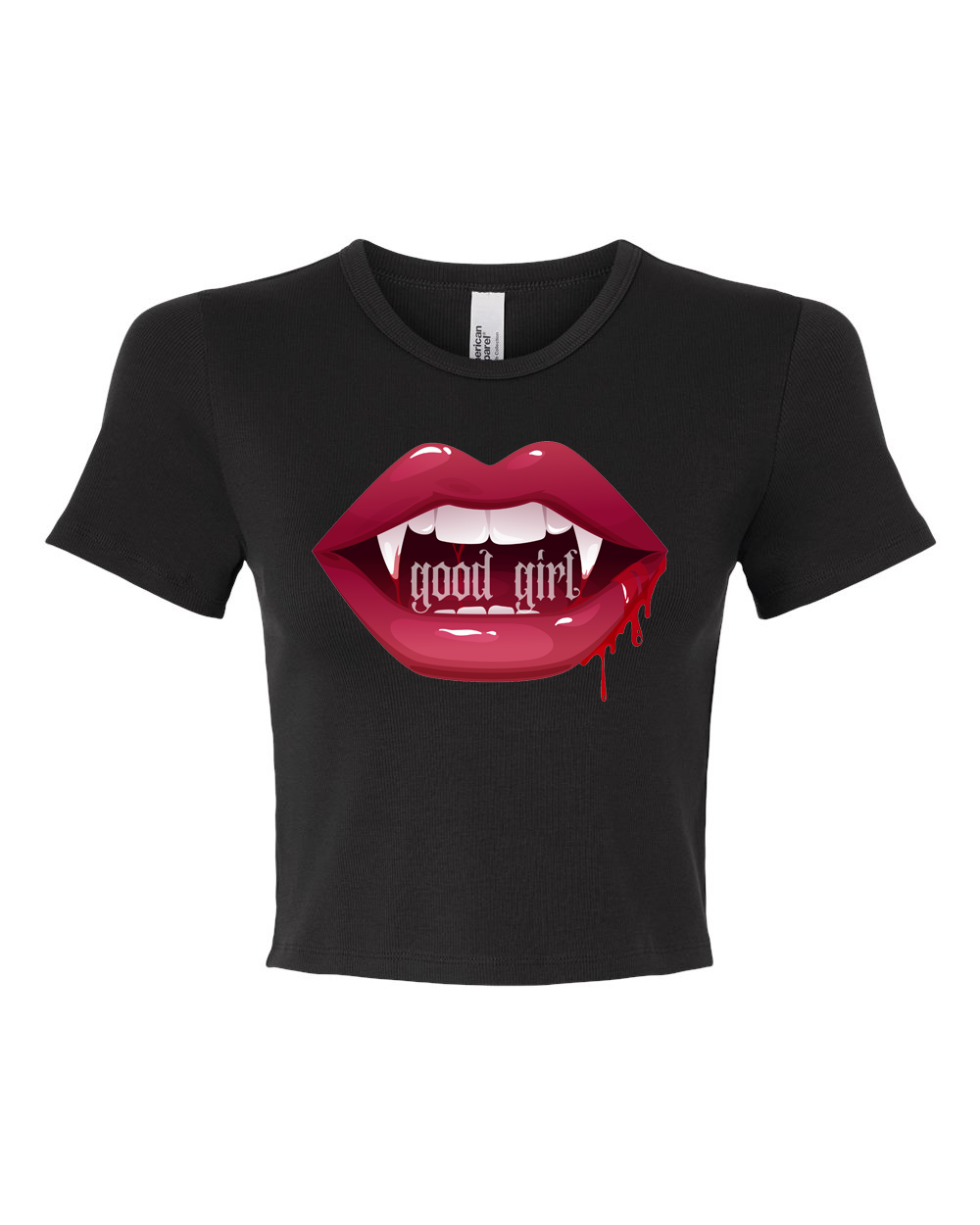 Good Girl Vampire Baby Ribbed Fitted Cropped Tee
